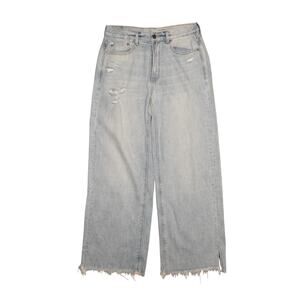AMERICAN EAGLE NEW $50 Light Wash Distressed Raw Hem Skater Jean Size 6 Short